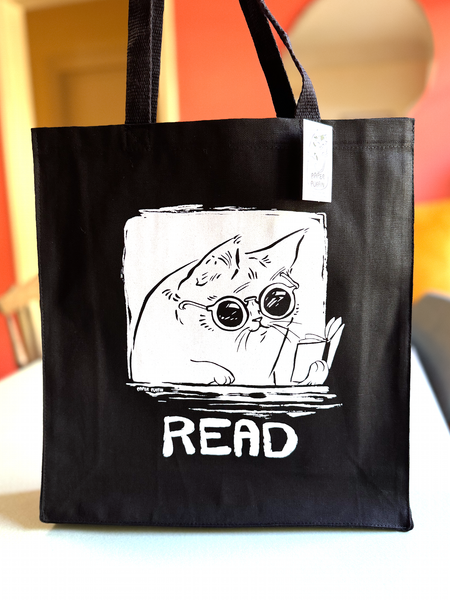 READ Book Cat Tote Bag