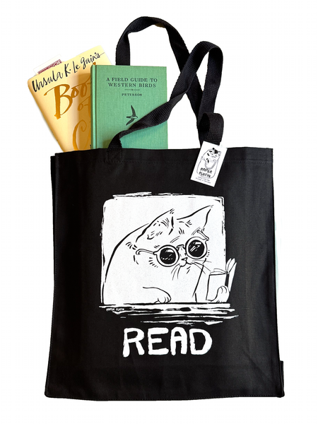 READ Book Cat Tote Bag
