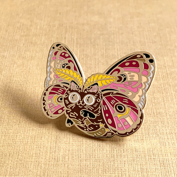 Moth Cat Enamel Pin - 3 Colors