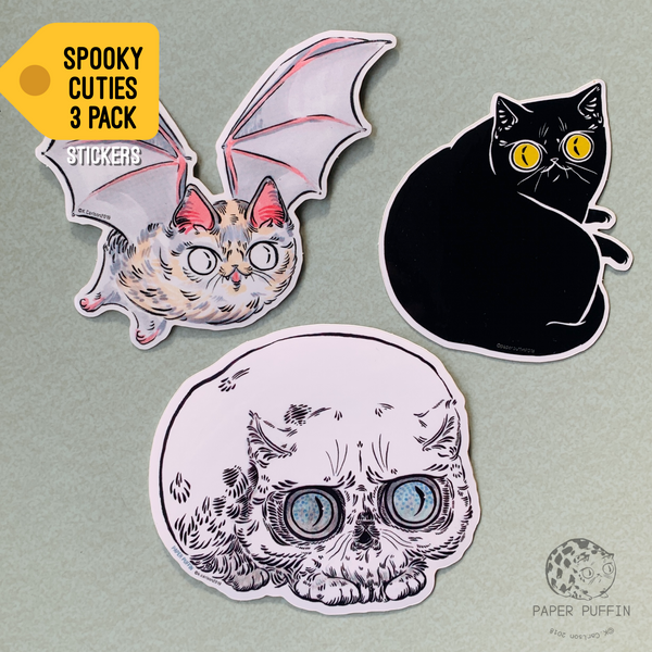 Spooky Cuties Cat Stickers Set of 3