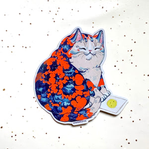 Magic Moody Cat Red Holographic Sticker
