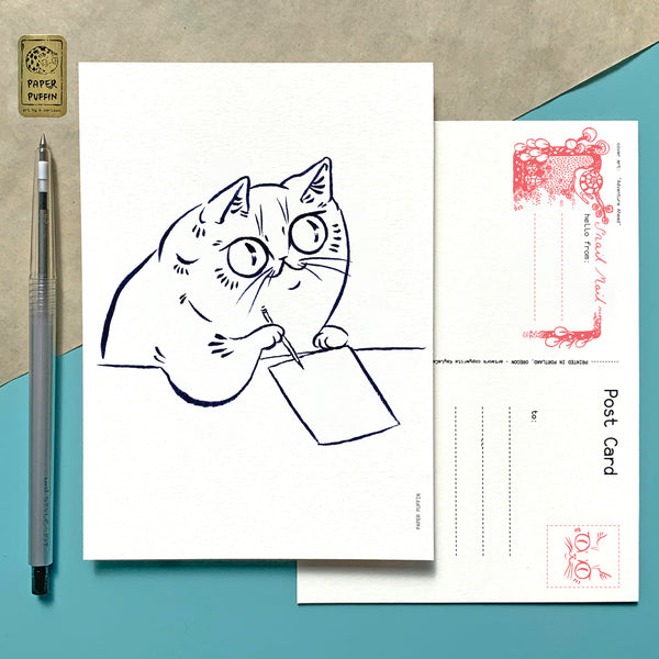 Writer Cat Postcard