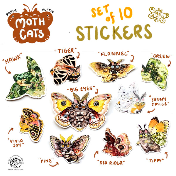 Moth Cats Stickers Collection
