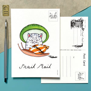 Snail Mail Mushroom Cat Postcard