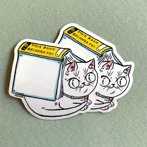 Book Cover Cat Stickers Set of 2