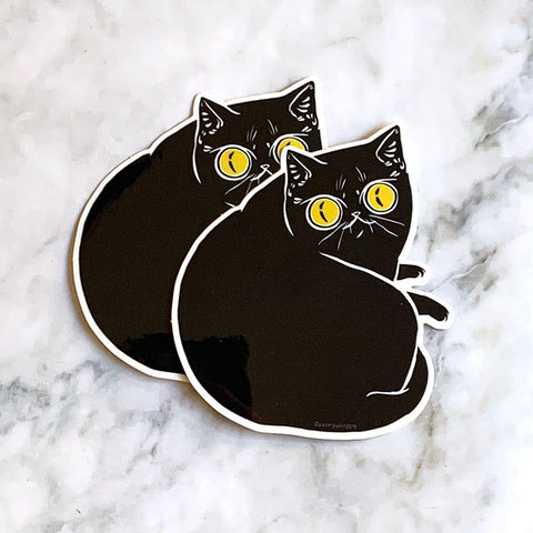 Black Cat Stickers Set of 2