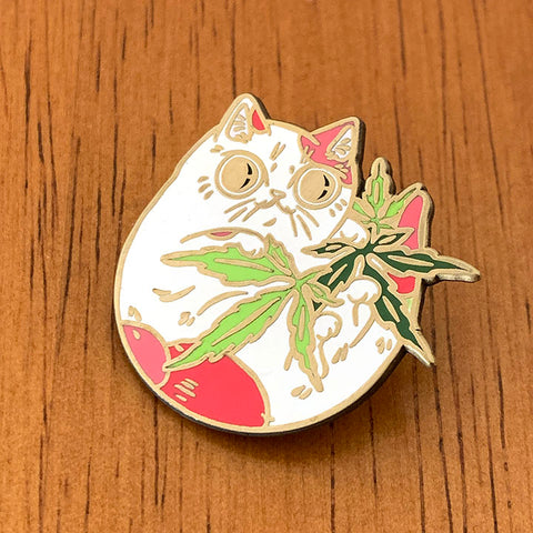 Cannabis Cat Enamel Pin - Special Edition Pink