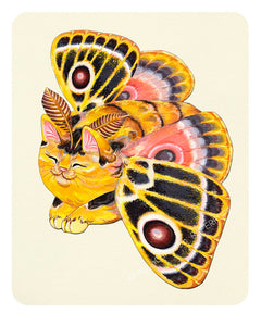 Moth Cat Print "Vivid Joy” Yellow Moth