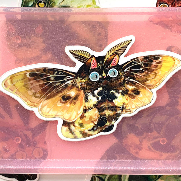 Moth Cat Fuzzy Flannel Sticker