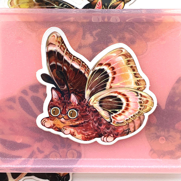 Moth Cat Red Rider Sticker