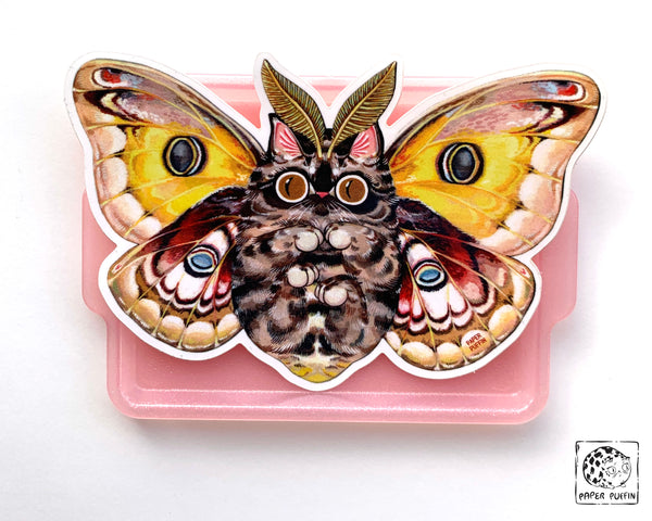 Moth Cat Sticker "Big Eyes" Polyphemus Moth