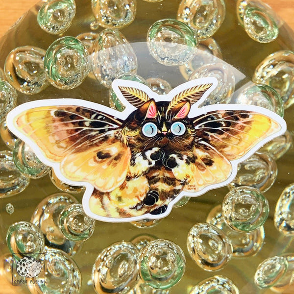 Moth Cat Sticker "Fuzzy Flannel"