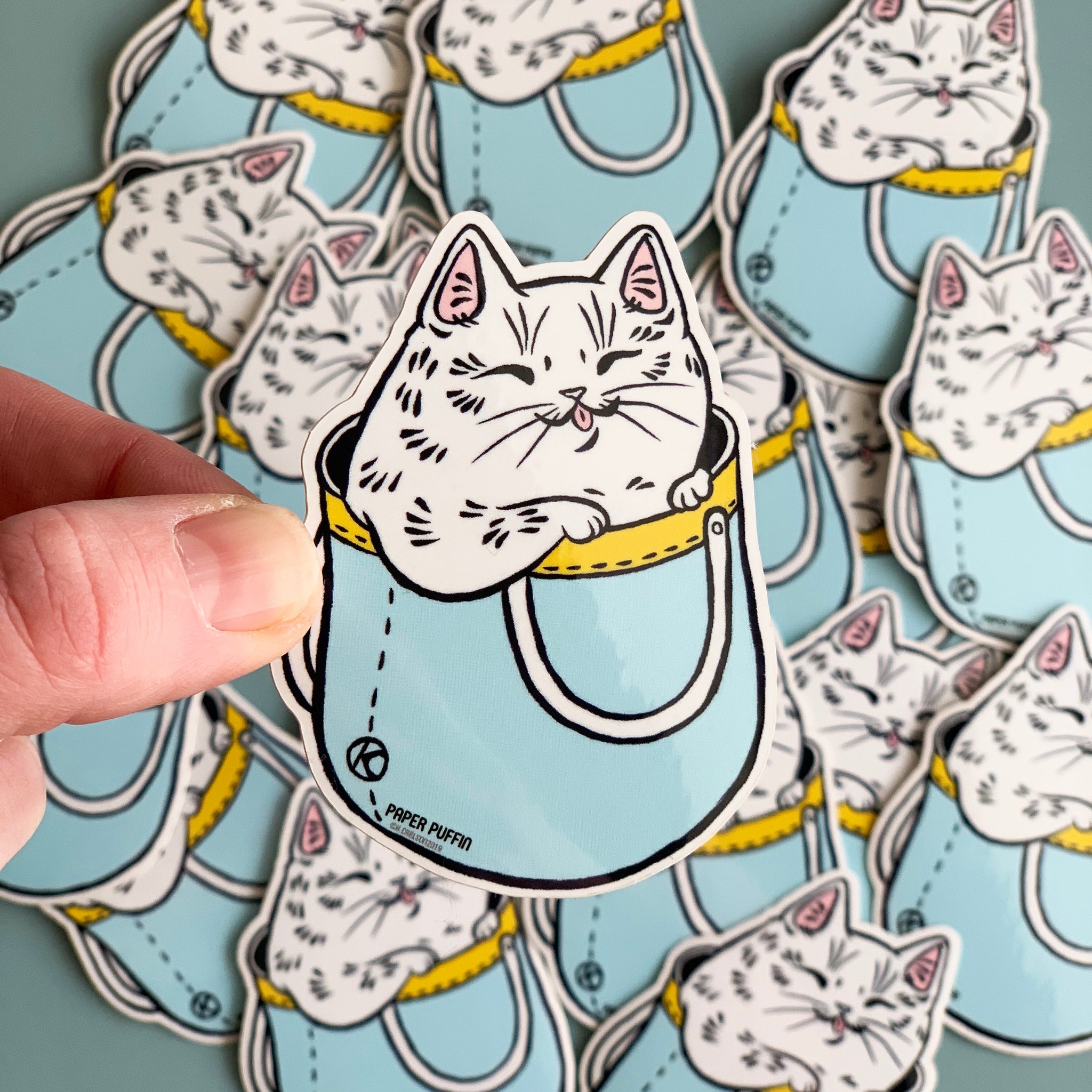 Cat in Bag Sticker Set of 2