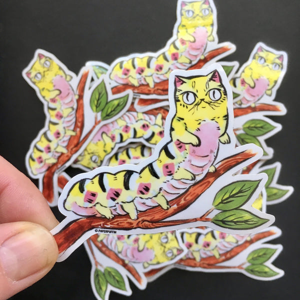 Rose Cats & Caterpillar Cat Stickers Set of 4