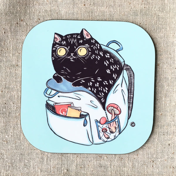 Mushroom Forager Cats Coaster 4 pack