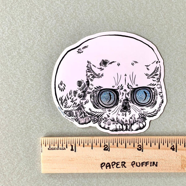 Skull Cat Vinyl Stickers Set of 2