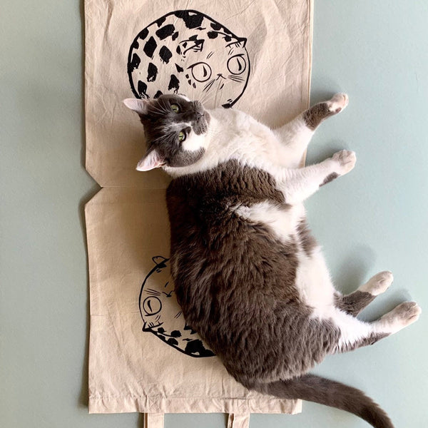 Paper Puffin Cat Tote Bag