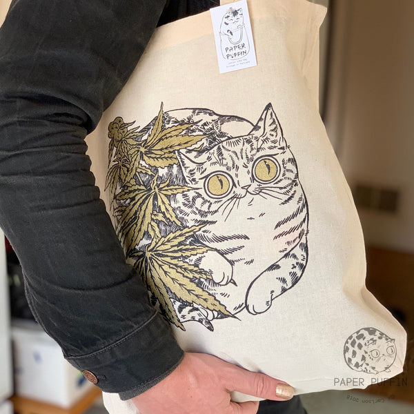 Cannabis Cat Tote Bag