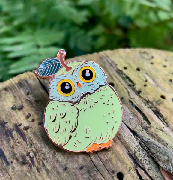 Pear Owl Cat Enamel Pin