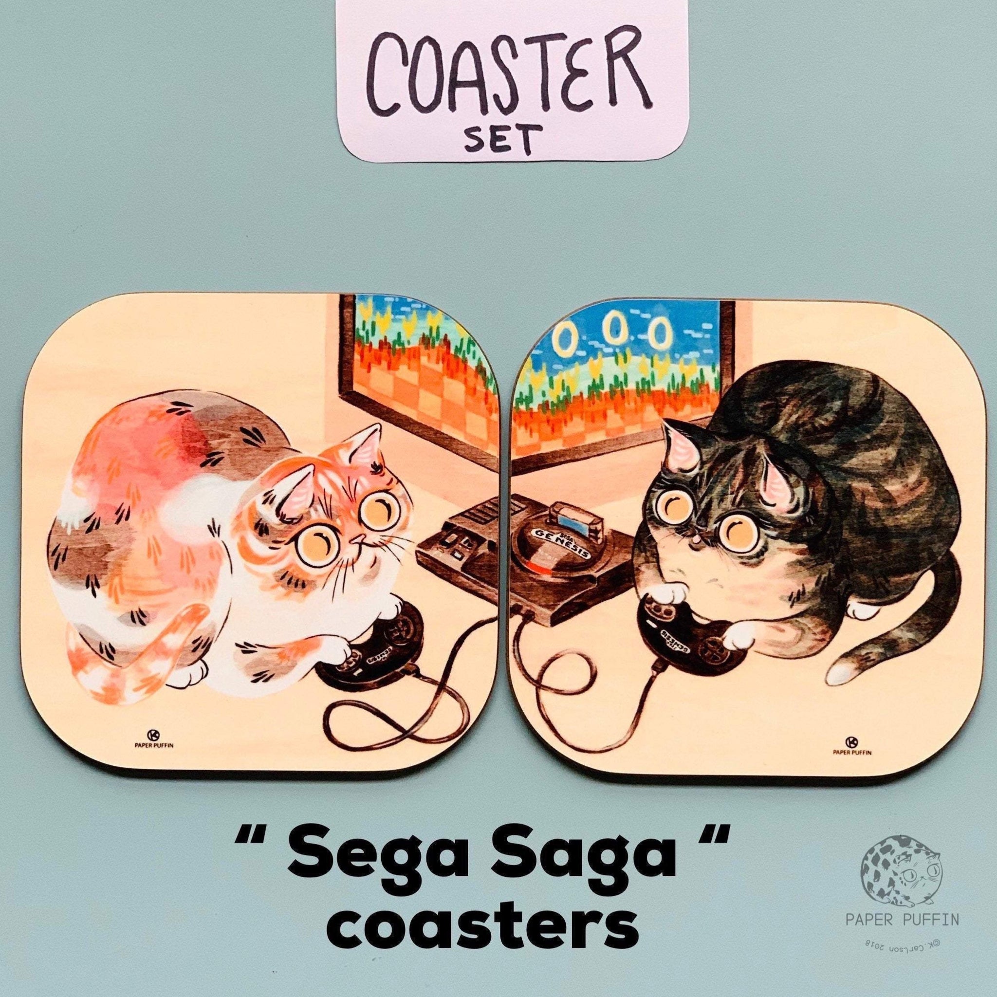 Sega Saga Cats Coasters Set of 2