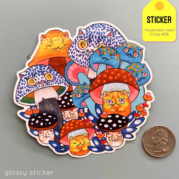 Mushroom Cat #36 Large Sticker