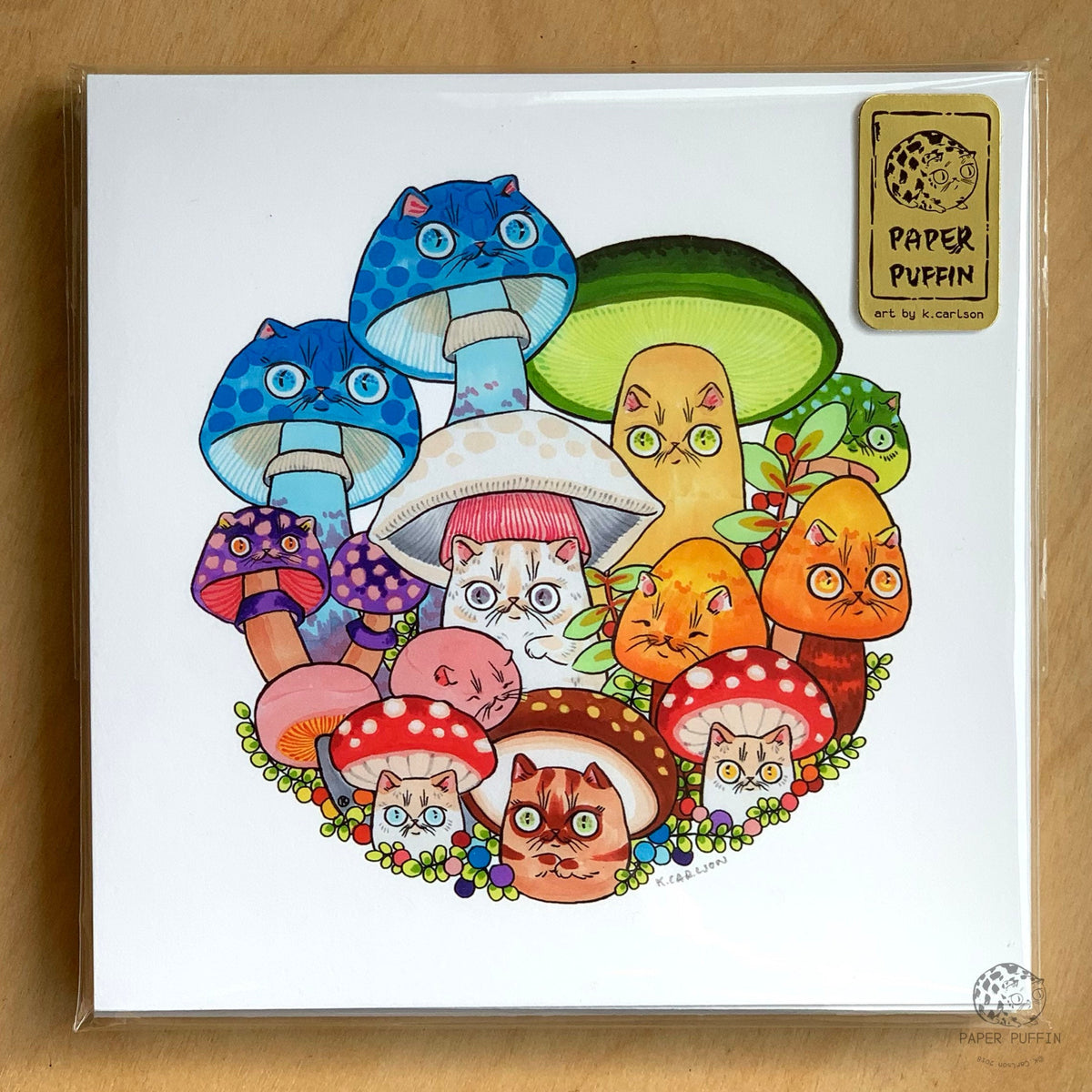 Mini Print “Mushroom Cats Circle #31” – PaperPuffin