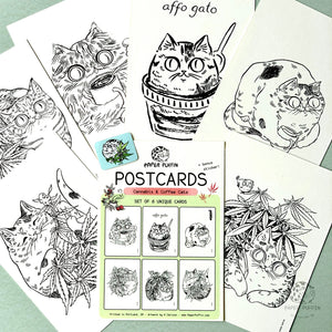 Postcard Set - Coffee & Cannabis Cats