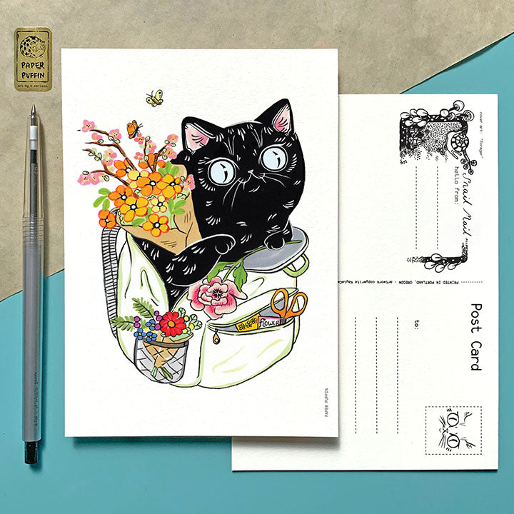 Flower Forager Cat Postcard
