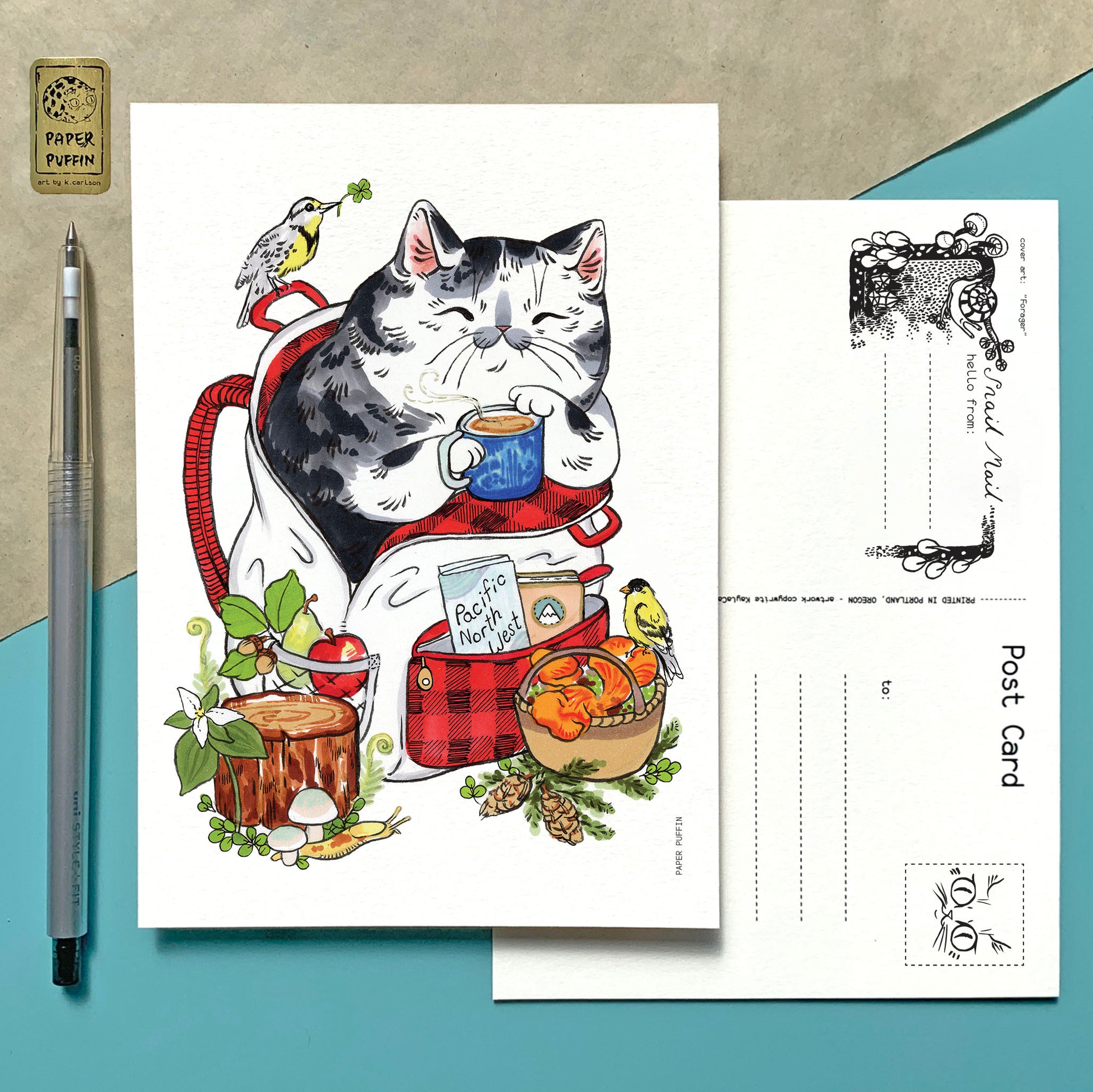 Pacific Northwest Forager Cat Postcard