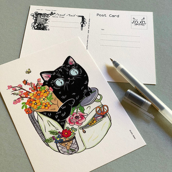 Flower Forager Cat Postcard