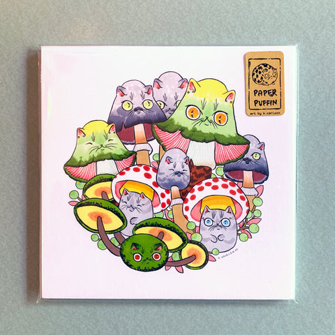 Mini Print “Mushroom Cats Circle #47”